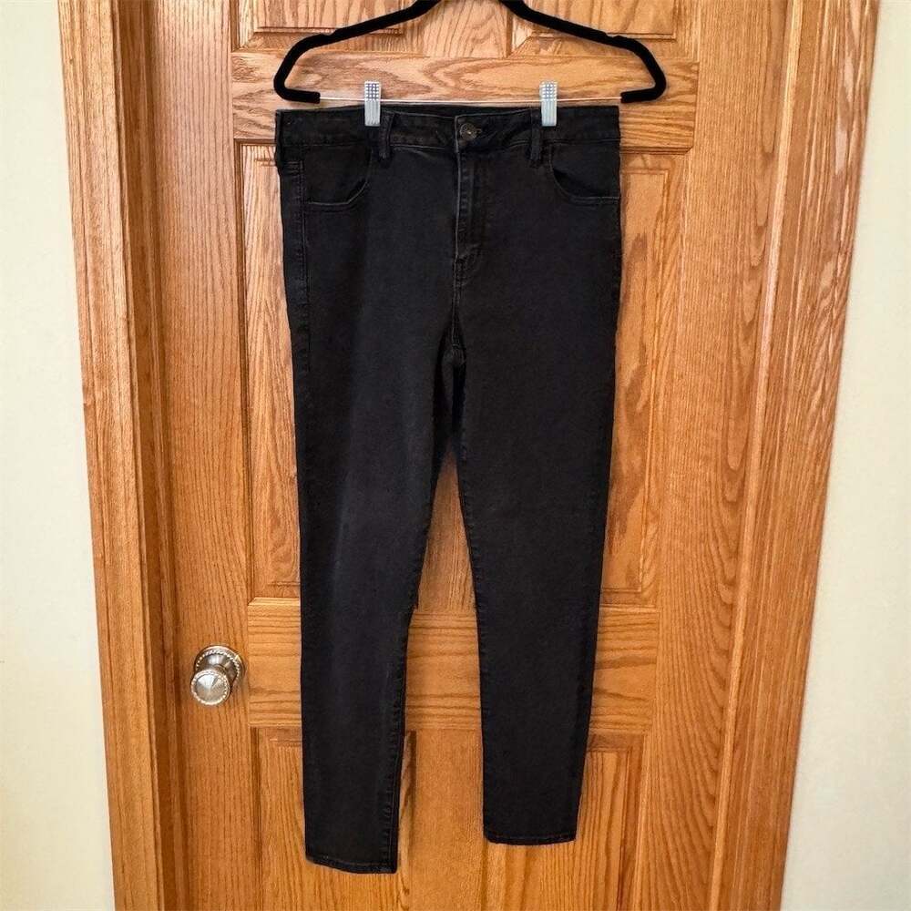 American Eagle Outfitters Skinny Jeans Womens Size 14 Black Mid Rise